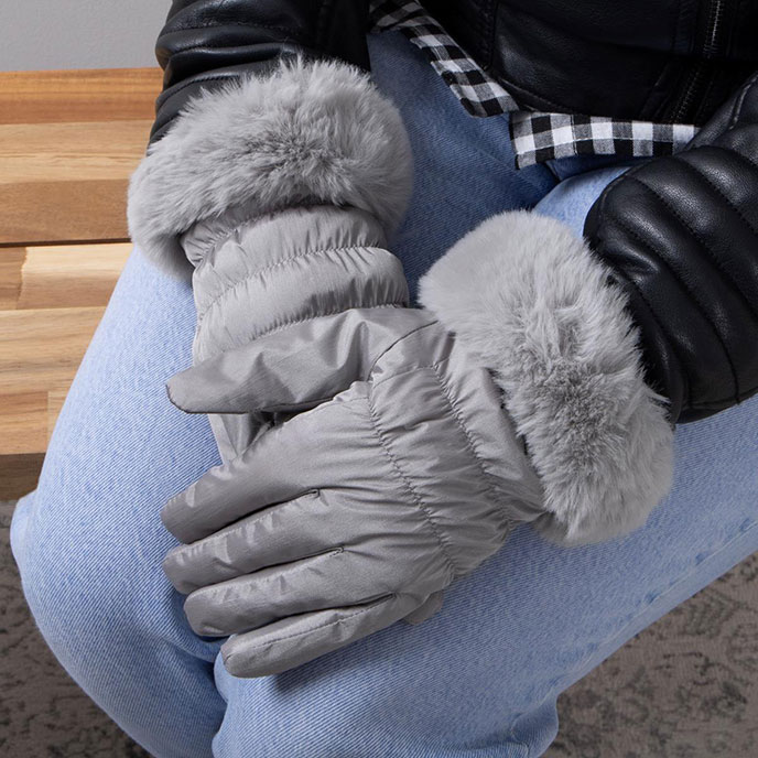 Isotoner® Ladies SmarTouch™ Water Repellent Padded Glove Grey